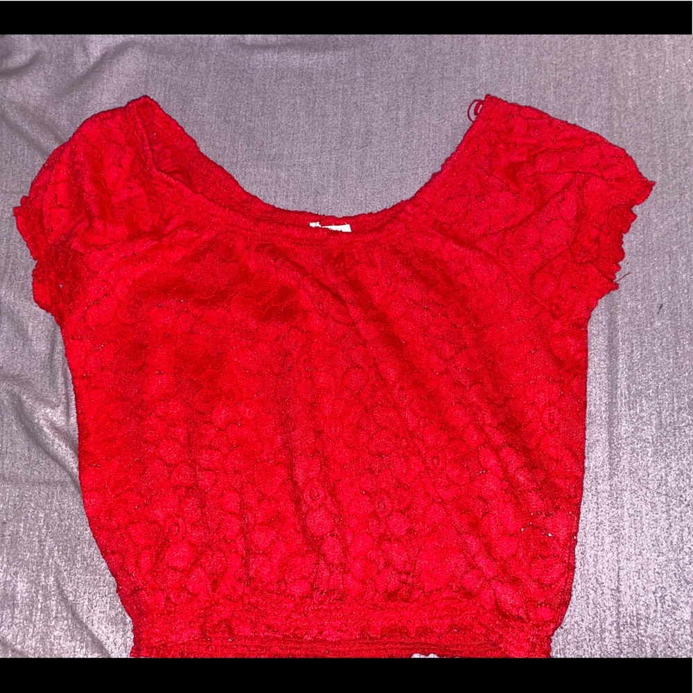 Medium, off the shoulder lace top